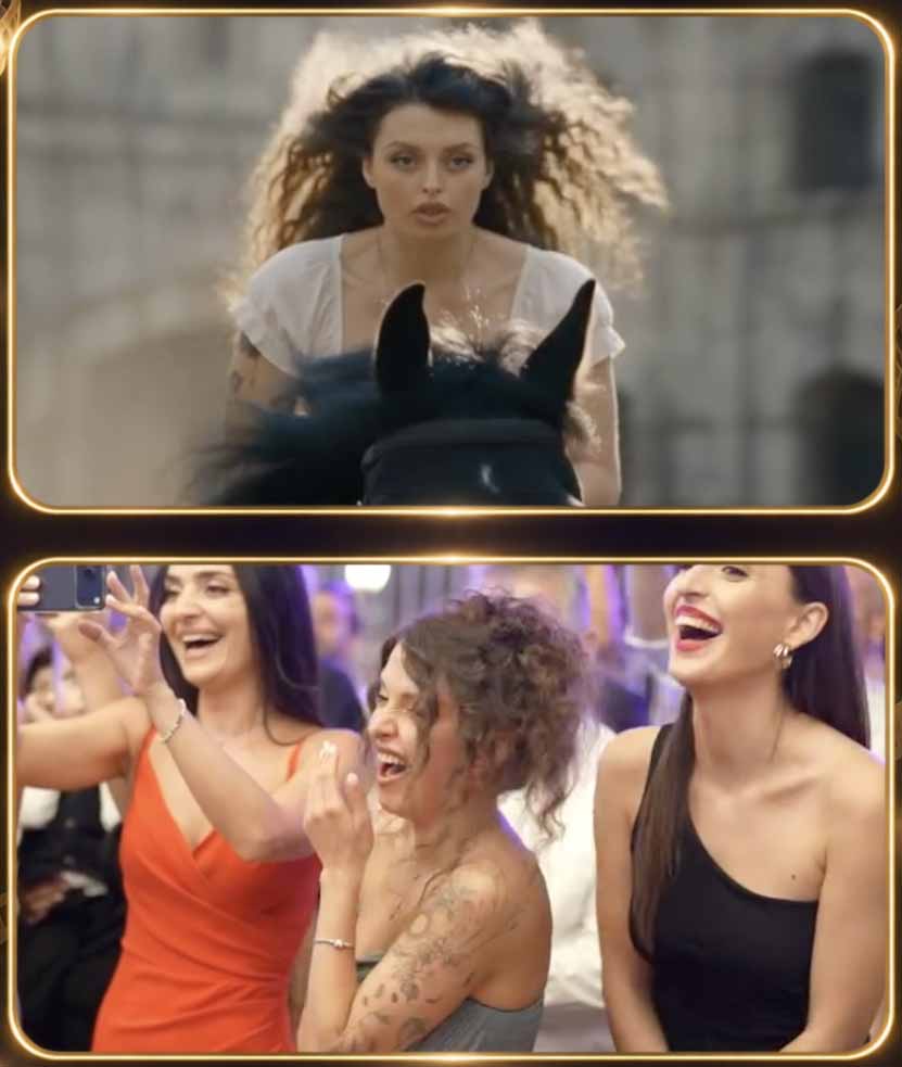 Wedding guests laughing during a StoryLeena premiere