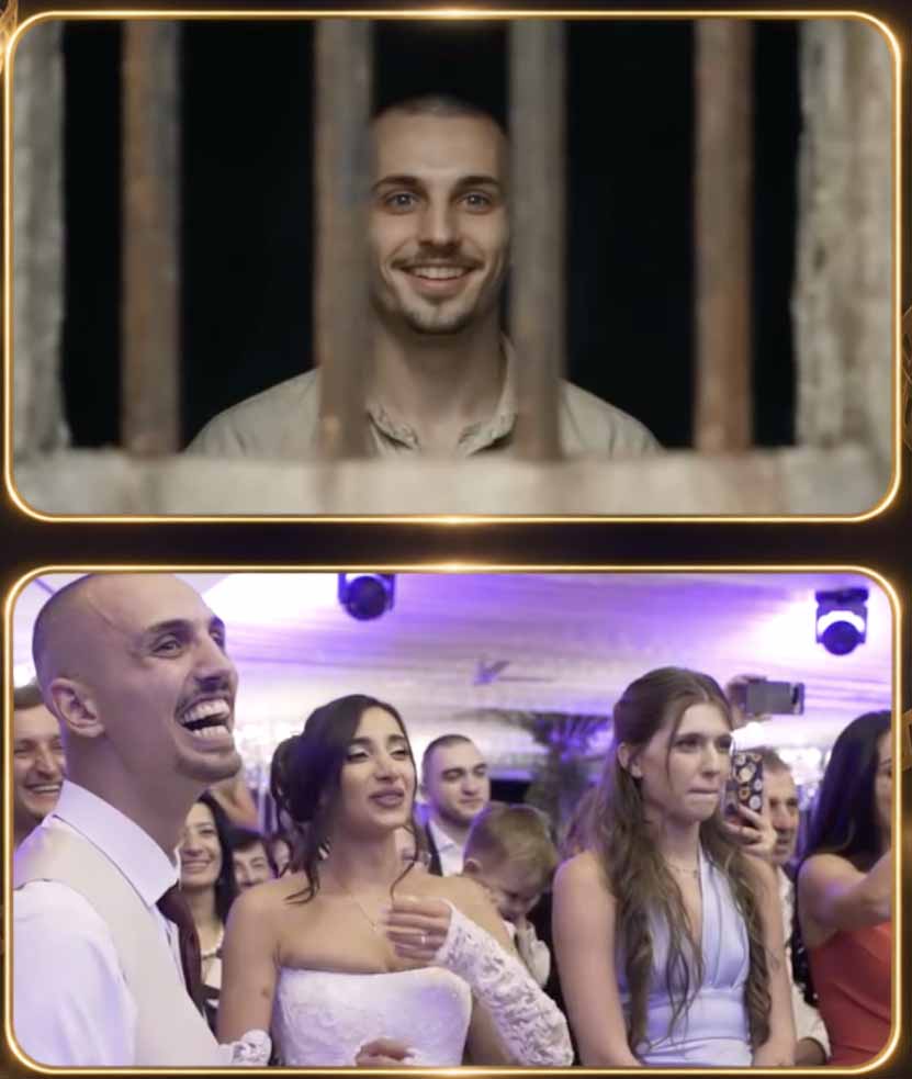 Wedding guests reacting to a cinematic story